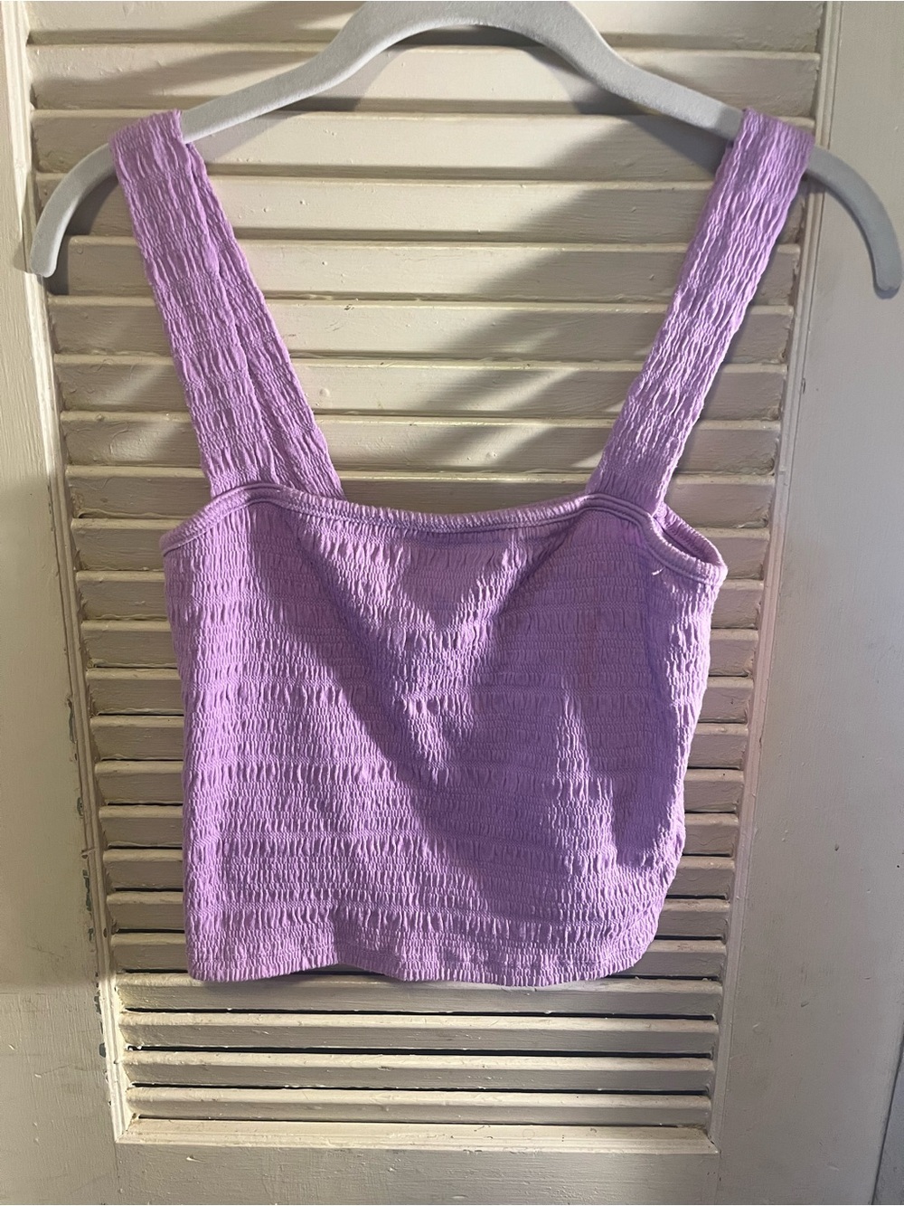 American Eagle Outfitters Lavender Smocked Square-Neck Tank